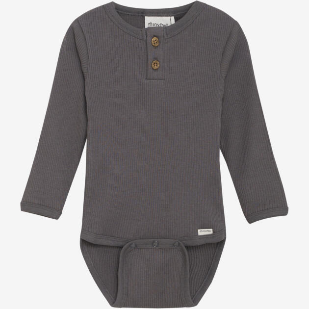 Minymo - Body LS Rib 114052 - 1403 - Dark Gull Grey