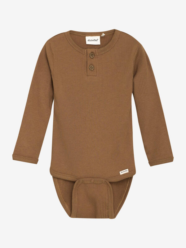 Minymo - Body LS Rib 114052 - 2200 - Brown Sugar