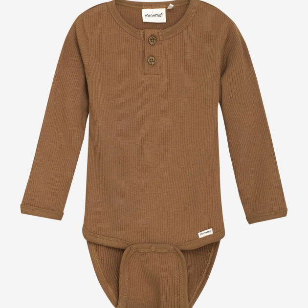 Minymo - Body LS Rib 114052 - 2200 - Brown Sugar