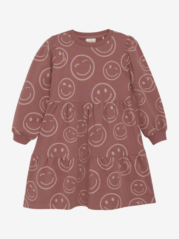 Minymo - Dress LS AOP Sweat 124055 - 4435 - Withered Rose