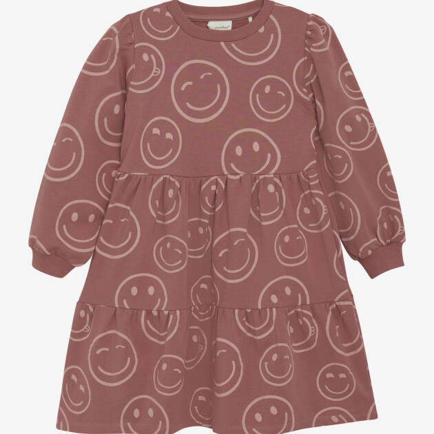 Minymo - Dress LS AOP Sweat 124055 - 4435 - Withered Rose