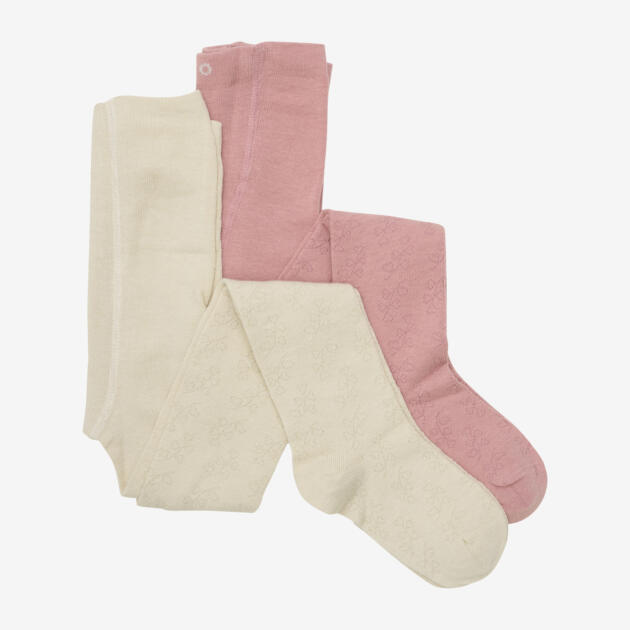 Minymo - 2-Pack Stockings w. Pattern 124061 - 5240 - Misty Rose