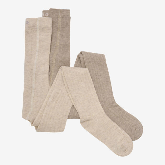 Minymo - Wool Stocking - rib 2-pack 5979 - 235 - Silver Mink Melange