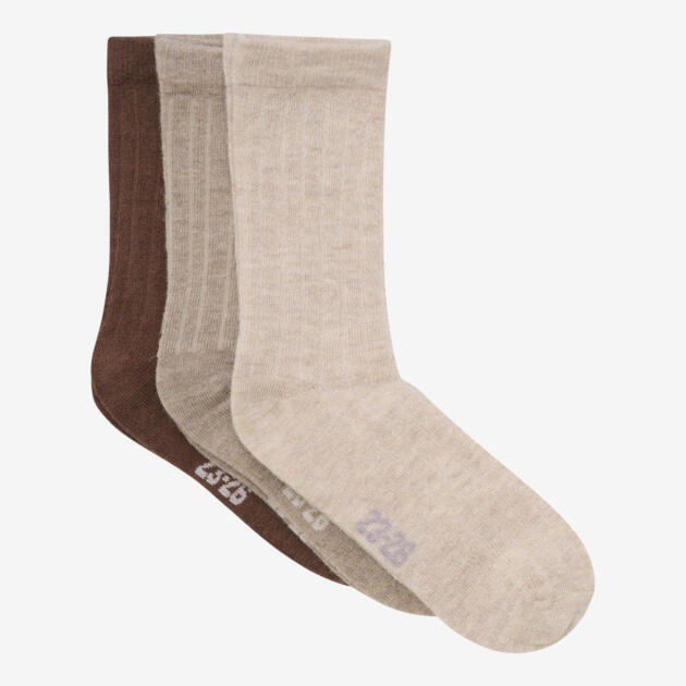 Minymo - Wool Socks - rib 3-pack 5980 - 235 - Silver Mink Melange