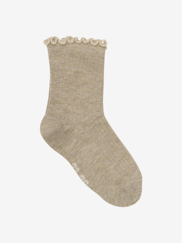 Minymo - Socks w. lettuce hem (2-pack) 6528 - 256 - Simply Taupe – Bild 2