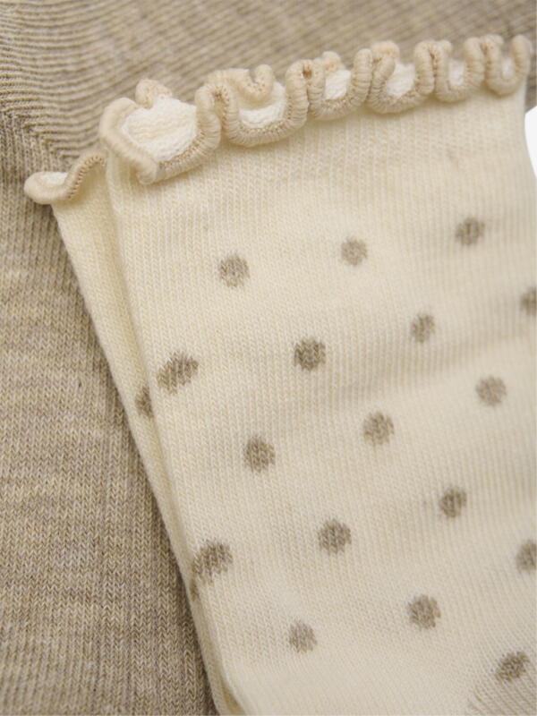 Minymo - Socks w. lettuce hem (2-pack) 6528 - 256 - Simply Taupe – Bild 3