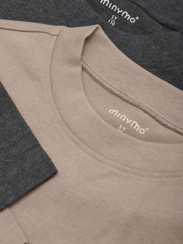 Minymo - T-shirt LS Loose Fit (2-pack) 6684 - 2563 - Fossil – Bild 4