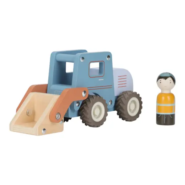 Little Dutch Bulldozer aus Holz – Blau – Bagger
