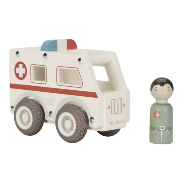 Little Dutch Krankenwagen aus Holz – Weiß