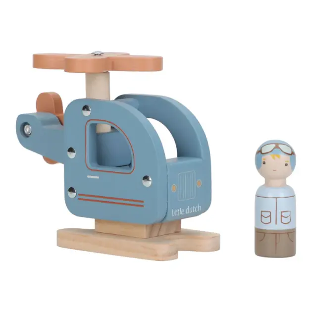 Little Dutch Spielzeughubschrauber aus Holz – Blau