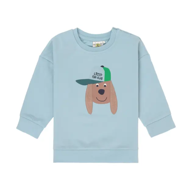 Lässig KINDER PULLOVER - BIO BAUMWOLLE, HUND HELLBLAU
