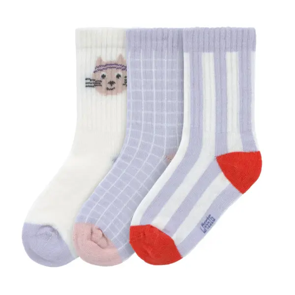 Lässig TENNISSOCKEN KINDER 3ER-SET - BIO BAUMWOLLE, KATZE