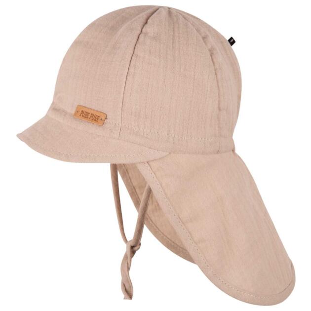 Pure Pure Musselin-Sonnenhut mit Nackenschutz UV beige