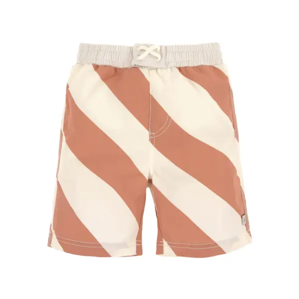 Lässig UV BADEHOSE KINDER (MIT WINDEL) - STREIFEN, BRAUN WEISS