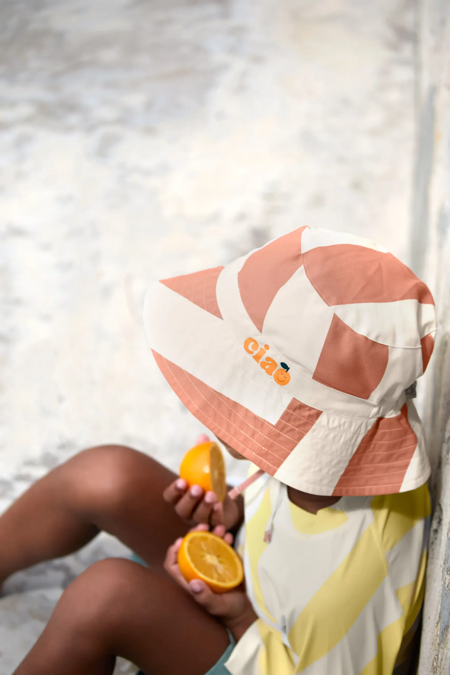 Lässig FISCHERHUT KINDER (UV SCHUTZ) - STREIFEN, BRAUN WEISS – Bild 2