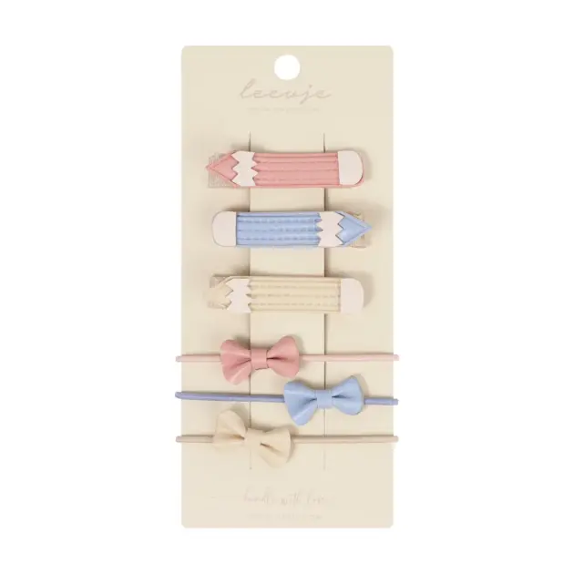 Leevje HAIR CLIPS 'CRAYONS & BOWS MIX'