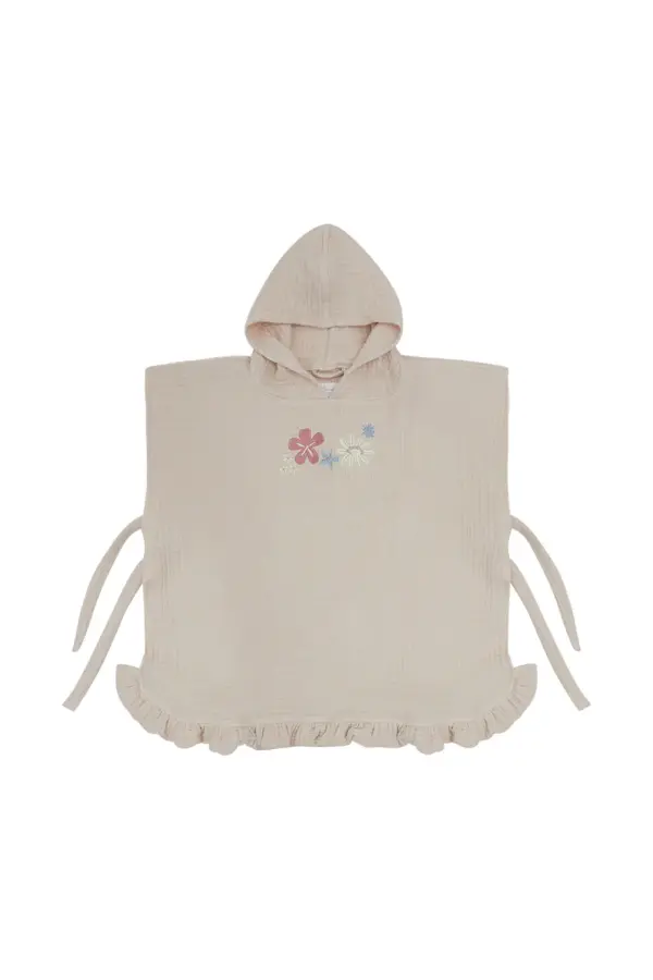 Leevje MUSLIN PONCHO 'SUNSHINE AND WILDFLOWERS' WITH FRILLS