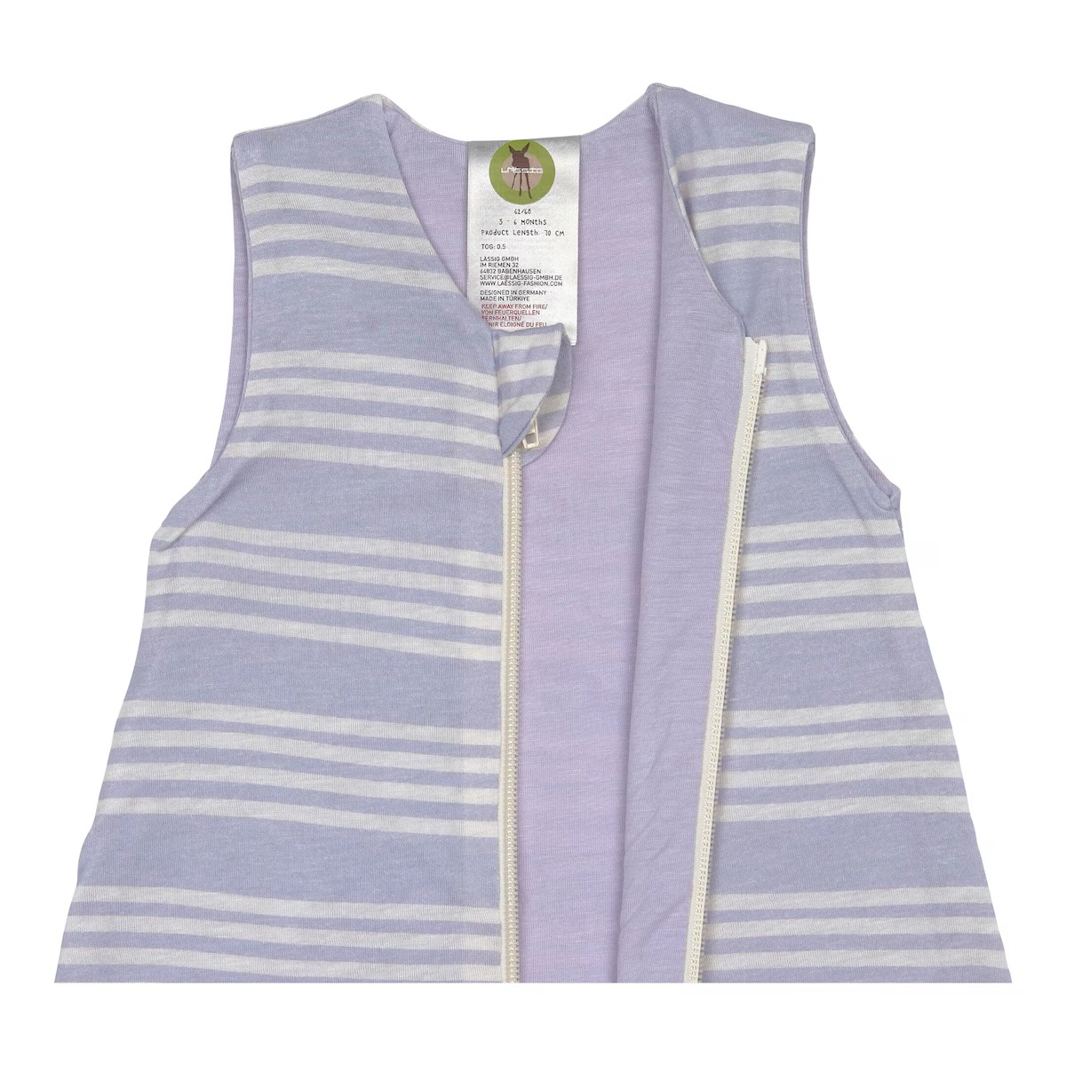 Lässig Sommerschlafsack Tencel™ 0.5 TOG striped lilac – Bild 2