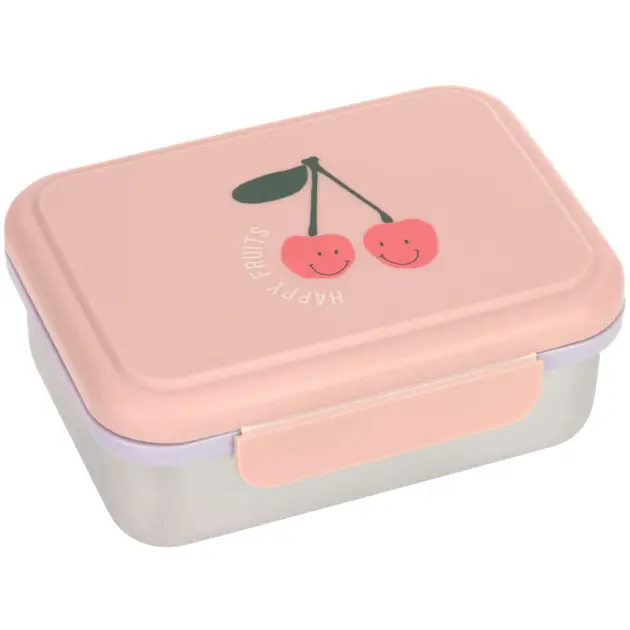 Lässig Lunchbox Stainless Steel Lunchbox Happy Fruits Cherry rosa