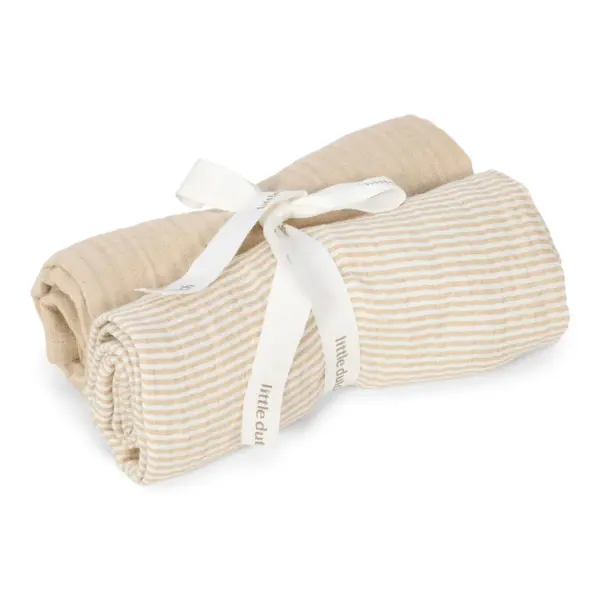 Little Dutch ESSENTIALS 2er Musselintuch – Beige – Essentials 70x70cm