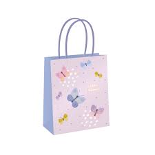 Geschenktüte groß happy birthday Lila - Schmetterlinge