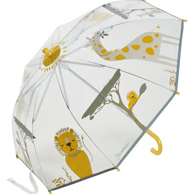 Sterntaler Kinder Regenschirm Safari transparent mit Löwe und Giraffe