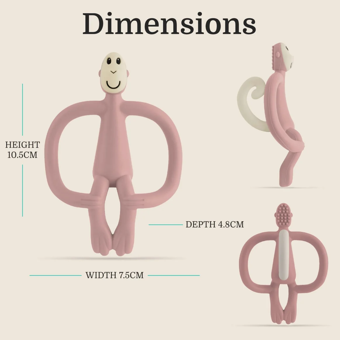 Matchstick Monkey Beißring Zahnungshilfe Affe in dusty pink – Bild 2