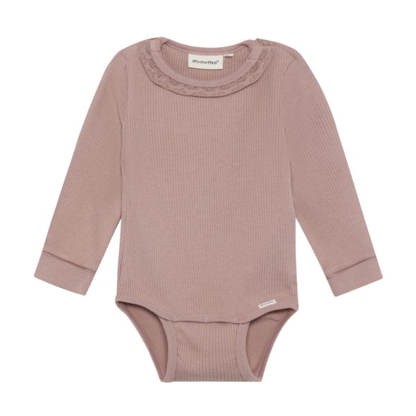 Minymo Gerippter Langarmbody – Rehbraun