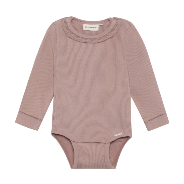 Minymo Gerippter Langarmbody – Rehbraun