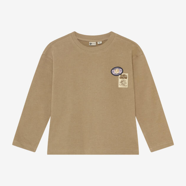 Daily Seven - T-shirt Longsleeve Badge 920463 - 2745 - Plaza Taupe