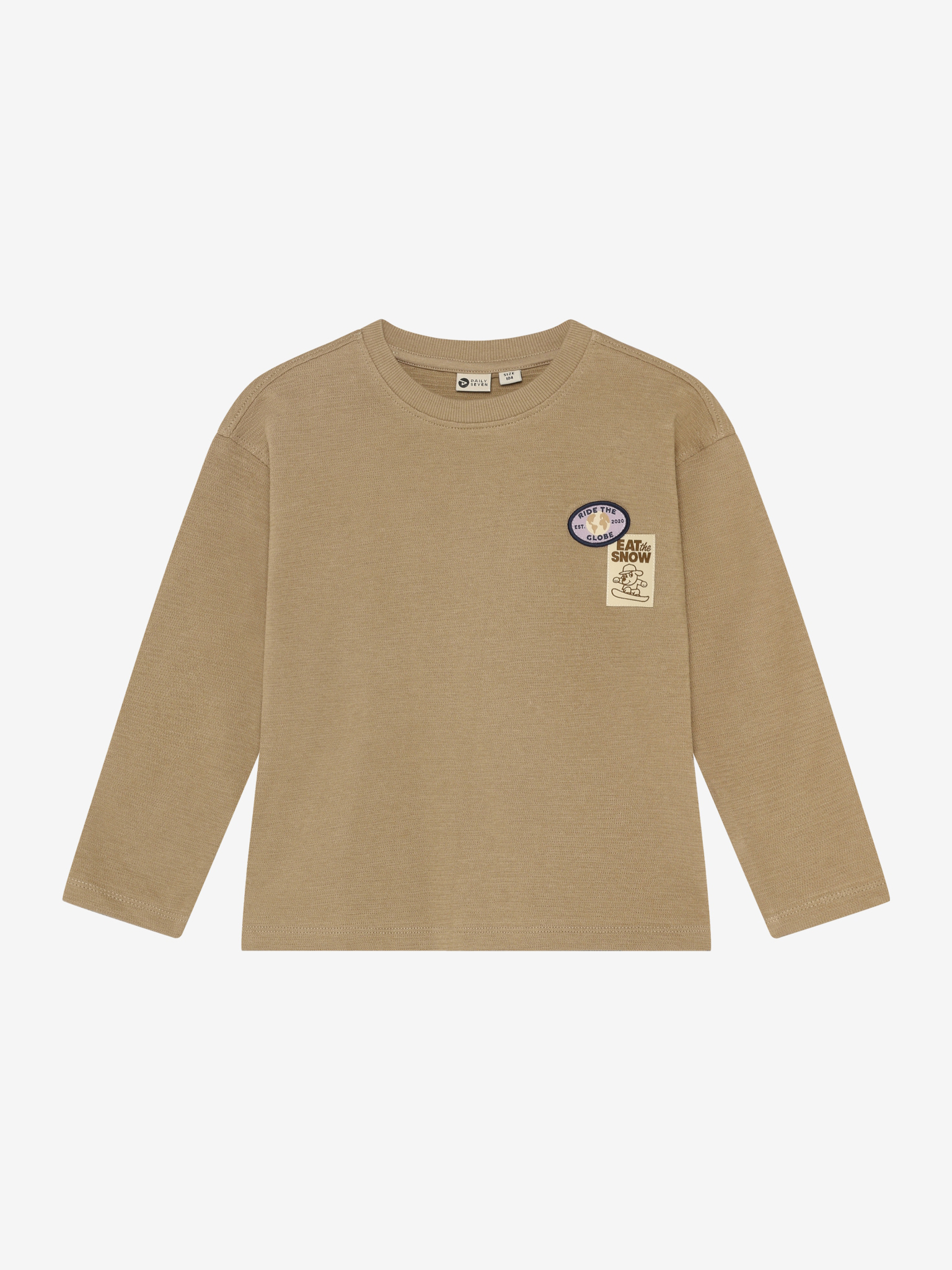 Daily Seven - T-shirt Longsleeve Badge 920463 - 2745 - Plaza Taupe