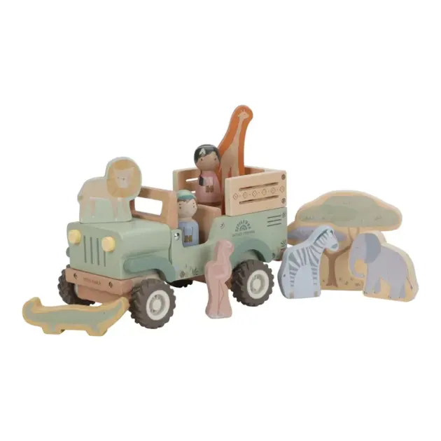 Little Dutch Safari Friends Wooden safari car with animals - Green