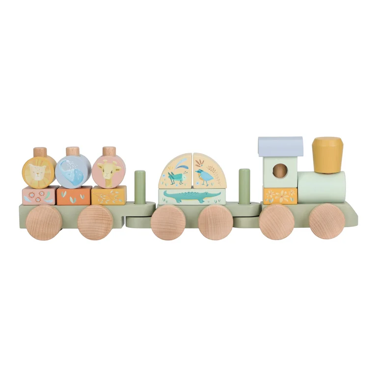 Little Dutch Safari Friends Wooden Block Train - Green – Bild 3
