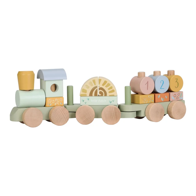 Little Dutch Safari Friends Wooden Block Train - Green