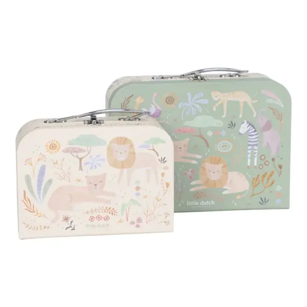 Little Dutch Suitcase set - Green Safari Friends