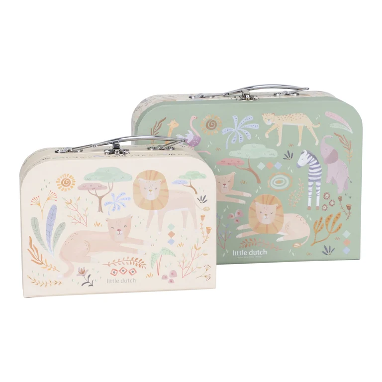 Little Dutch Suitcase set - Green Safari Friends