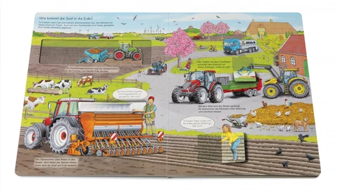 Arena Verlag Franziska Jaekel, Niklas Böwer Mein großes Traktor-Spielbuch. Mit Drehscheibe, vielen Klappen und Schiebern – Bild 2